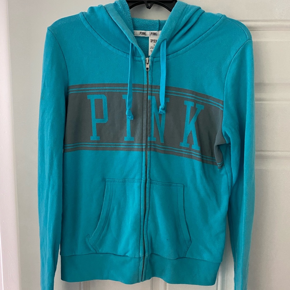 Baby Blue zip up Victoria’s Secret Pink hoodie 2000s adorable VS vintage - Picture 3 of 3